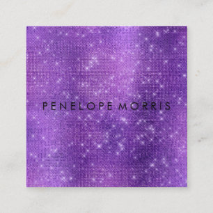 Amethyst Sparkle Glitter Beauty Stylist Square Business Card