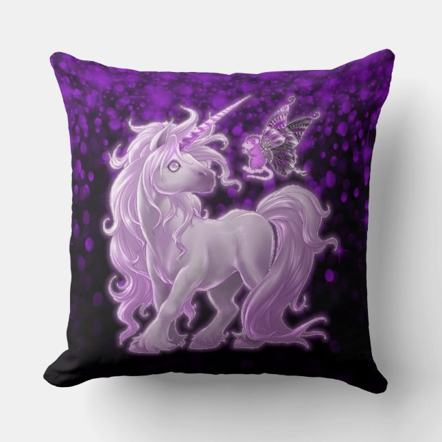 Amethyst Sparkle Pink Unicorn Cushion (Front)