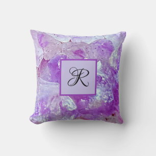 Amethyst Sparkles Purple Quartz Gemstone Monogram Cushion
