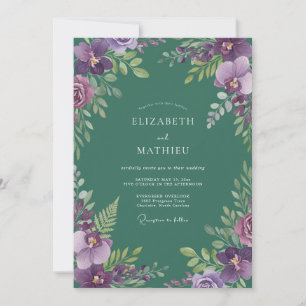 Amethyst Spruce Orchid Wedding Invitation