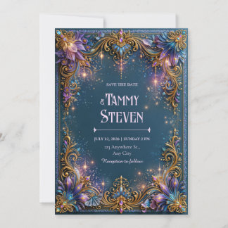 Amethyst Starlight Filigree Wedding Invitation