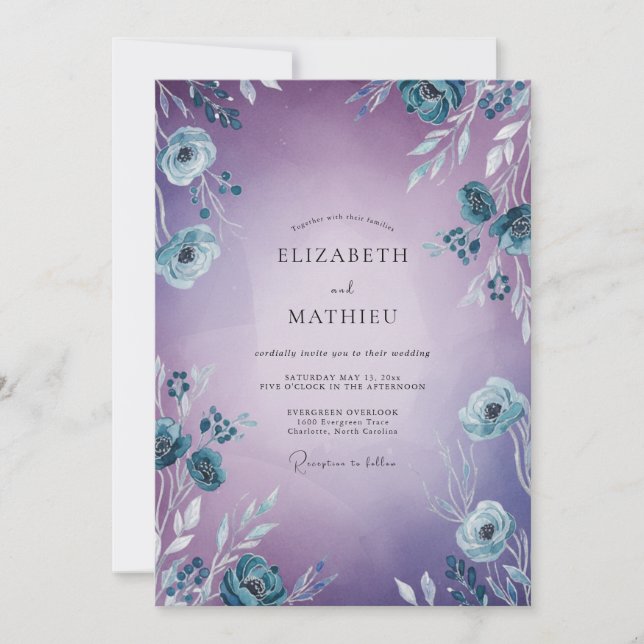 Amethyst Steel Painted Wedding Invitation (Front)
