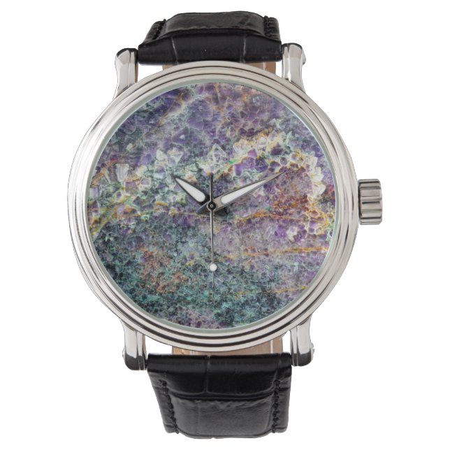 amethyst stone texture pattern rock gem mineral am watch (Front)