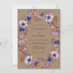 Amethyst Terracotta Wreath Wedding Invitation