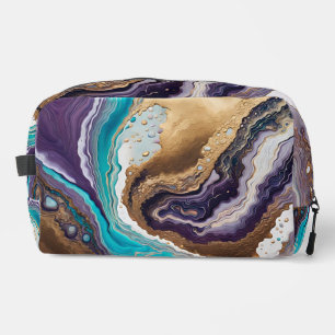 Amethyst Turquoise and Gold Abstract Dopp Kit