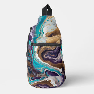 Amethyst Turquoise and Gold Abstract Sling Bag