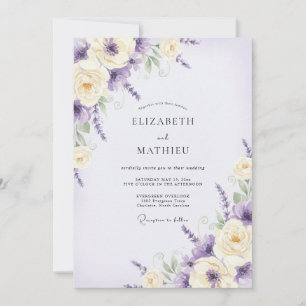 Amethyst Violet Wildflower Wedding Invitation
