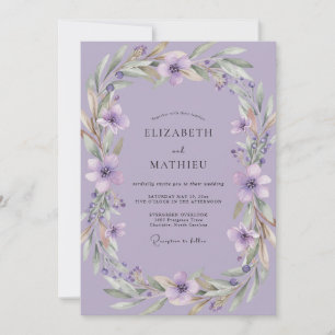 Amethyst Violet Wreath Wedding Invitation