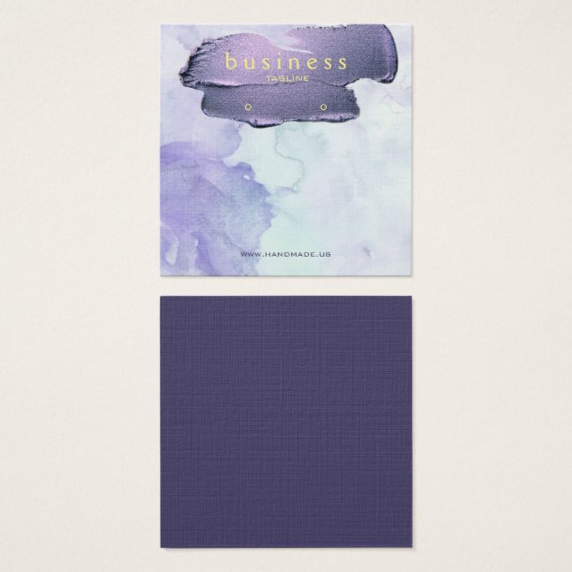 Amethyst Watercolor and Gold Earring Display (Front & Back)