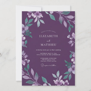 Amethyst Watercolor Floral Wedding Invitation
