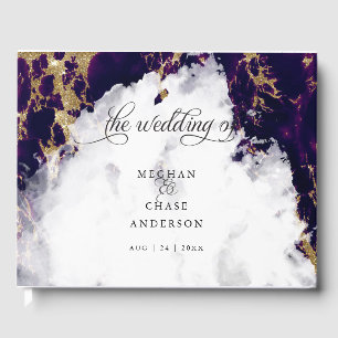Amethyst Watercolor Geode BarefootBride™ Guest Book