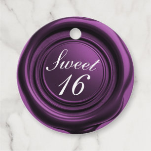 Amethyst Wax Seal Drip Classy Sweet 16 Wedding Favour Tags