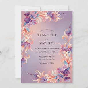 Amethyst Whimsical Flora Wedding Invitation