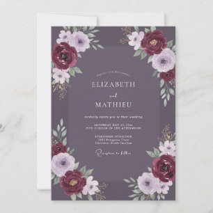 Amethyst Wine Bloom Wedding Invitation