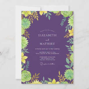 Amethyst Yellow Foliage Eucalyptus Wedding Invitation