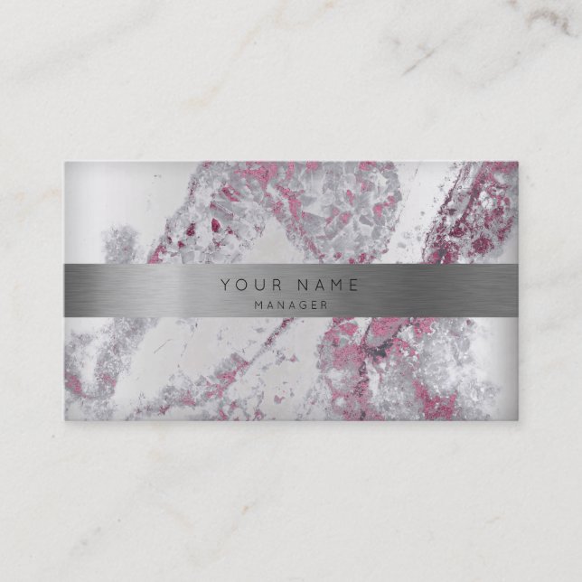 Ametyst Grey Marble Appointment Silver Gold 3D Card (Front)