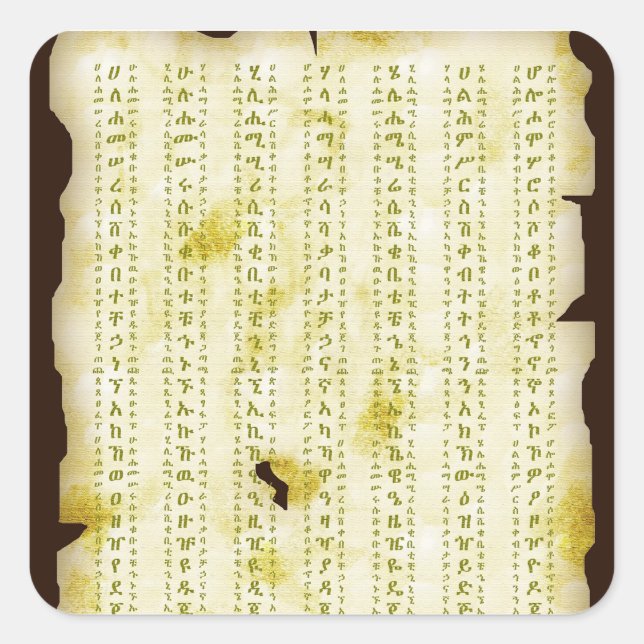 Amharic Fidel on Vintage Parchment Square Sticker (Front)