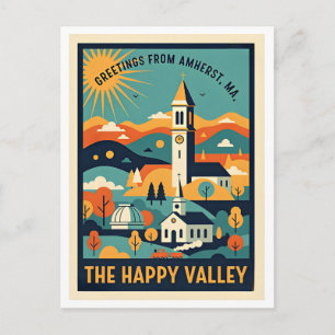 Amherst MA Happy Valley Retro Travel Postcard