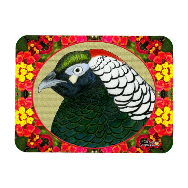 Amherst Pheasant and Flowers Magnet (Horizontal)