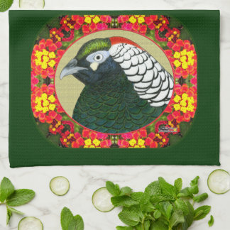 Amherst Pheasant and Flowers Tea Towel