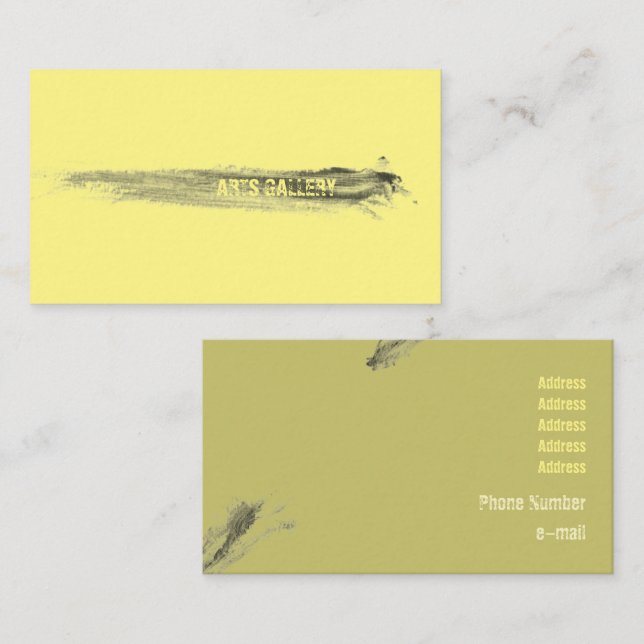 Amiable Grey Brushstrokes Stains Hand Drawn Art Business Card (Front/Back)
