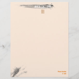 Amiable Grey Brushstrokes Stains Hand Drawn Art Custom Letterhead