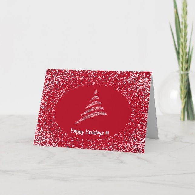 Amiable Monochrome Artistic Christmas Tree Holiday Card (Front)