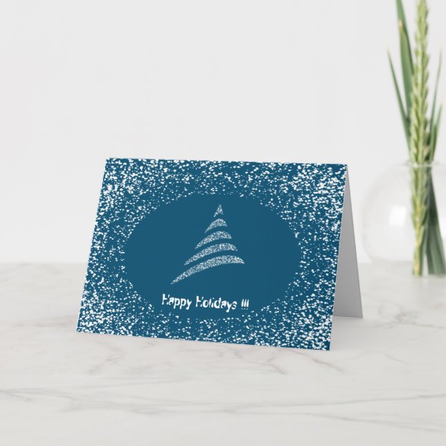 Amiable Monochrome Artistic Christmas Tree Holiday Card (Front)