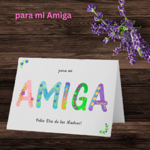 Amiga Spanish Floral Bohemian Mother's Day Card