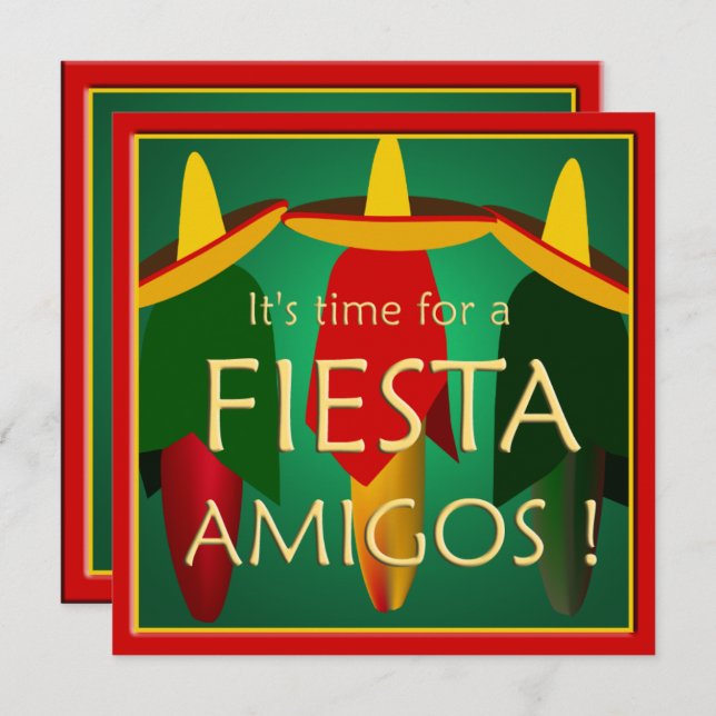 Amigos Fiesta Party Invitation (Front/Back)