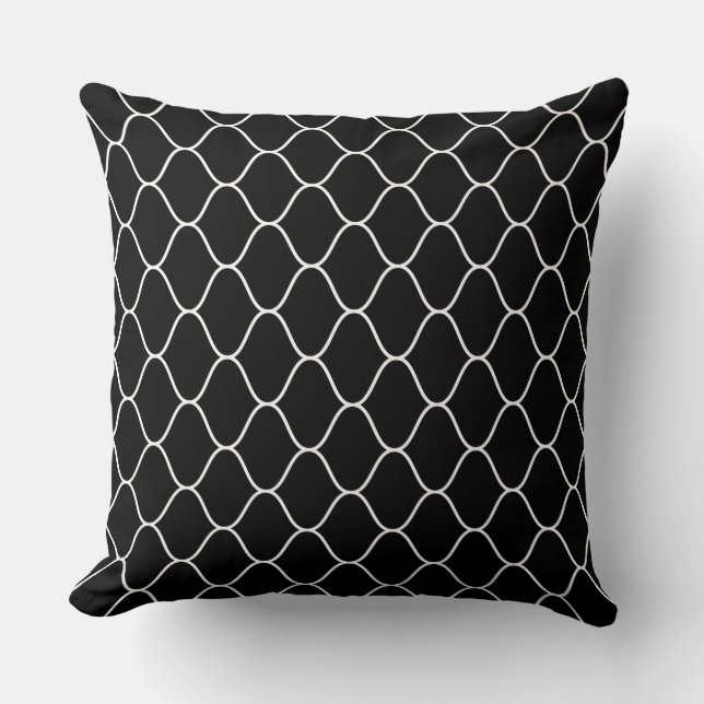 Amime Pattern - White on Black Cushion (Front)