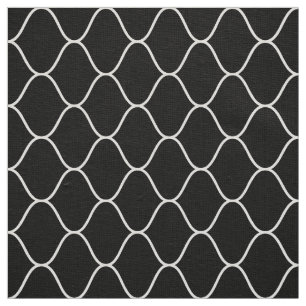 Amime Pattern - White on Black Fabric