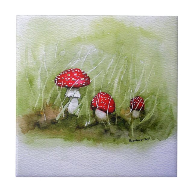 Aminita Muscaria mushroom Tile (Front)
