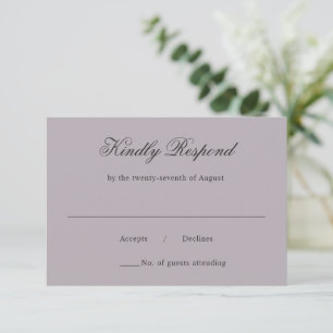 Amira Dusty Lilac Elegant Wedding RSVP Card