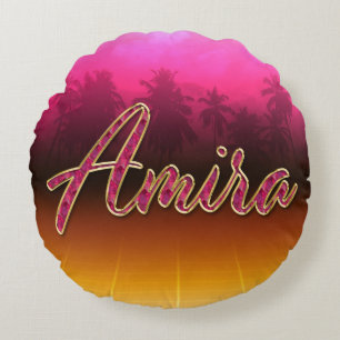Amira Vorname Name golden pink Kissen Round Cushion
