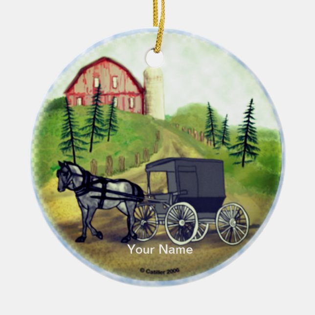 Amish Buggy Returning ornament (Front)