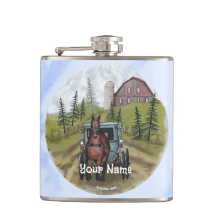 Amish Buggy Town Day  flask