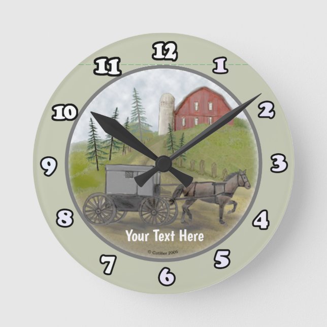 Amish Buggy Visiting Clock (Front)