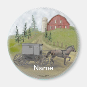 Amish Buggy Visiting  Magnet