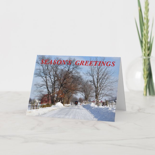 Amish Country Winter Lane Holiday Card (Front)