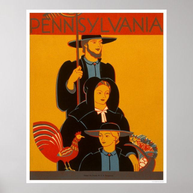 Amish Family Lancaster 1937 WPA Poster (Front)