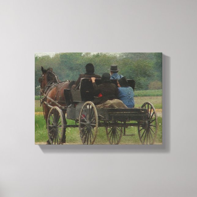 Amish Family Outing Canvas Print (Front)