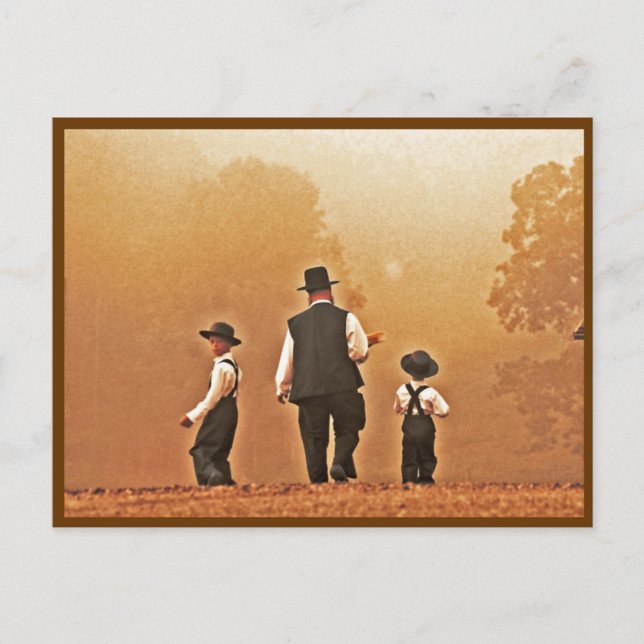 Amish Father & Sons Postcard (Front)