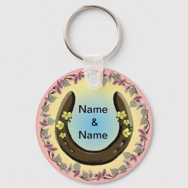 Amish Flower Horseshoe keychain (Front)