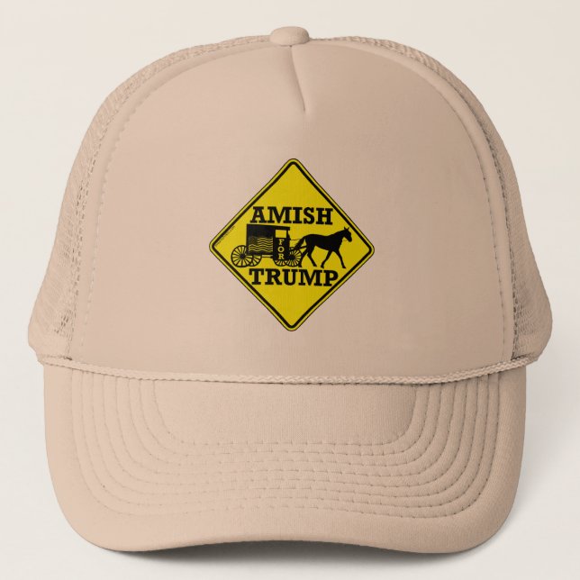 Amish For Trump Horse And Buggy Political Humour Trucker Hat (Front)