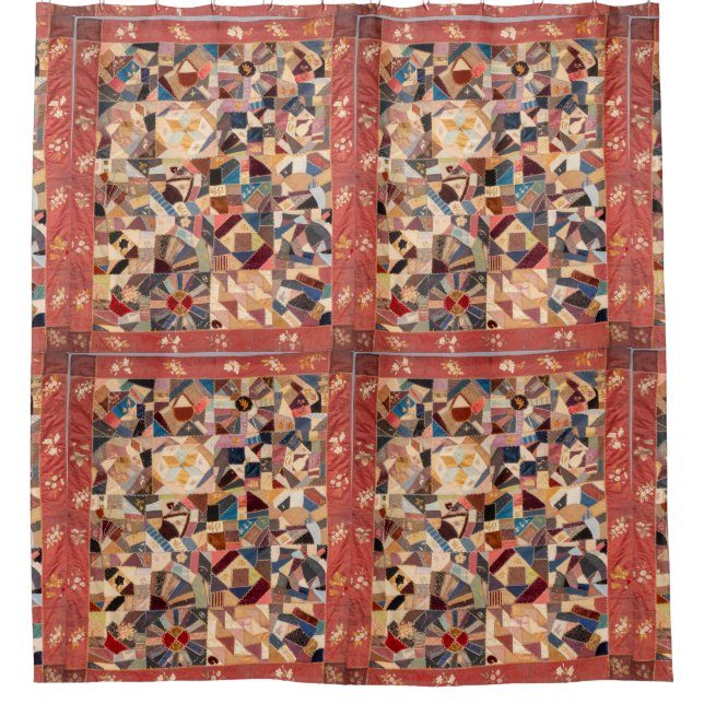 Amish friendship quilt shower curtain (Front)