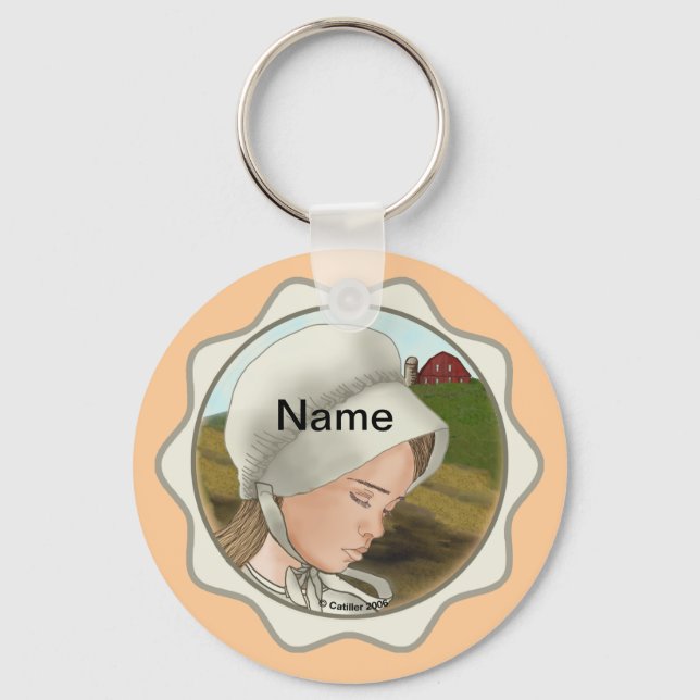 Amish Girl Bonnet  Key Ring (Front)