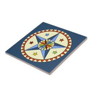 Amish - Hex Sign Stars - GOOD LUCK 1 Tile