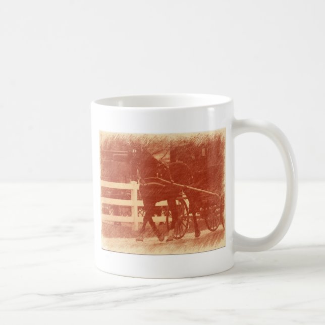 Amish Horse and Buggy Sepia Coffee Mug (Right)