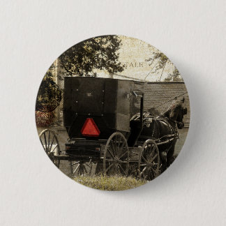 Amish Horse and Buggy Sepia Postcard Digital Art 6 Cm Round Badge